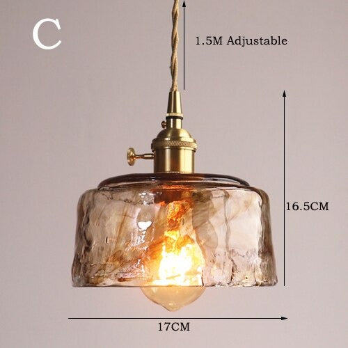 Brass Amber Glass Pendant Light lamp