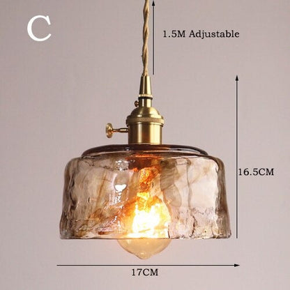 Brass Amber Glass Pendant Light lamp