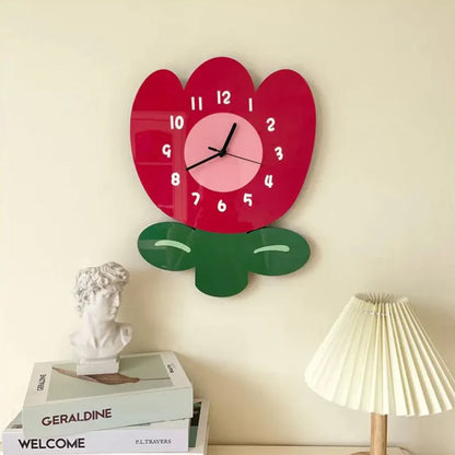 Cartoon Tulip Minimalistic Design Wall Clock