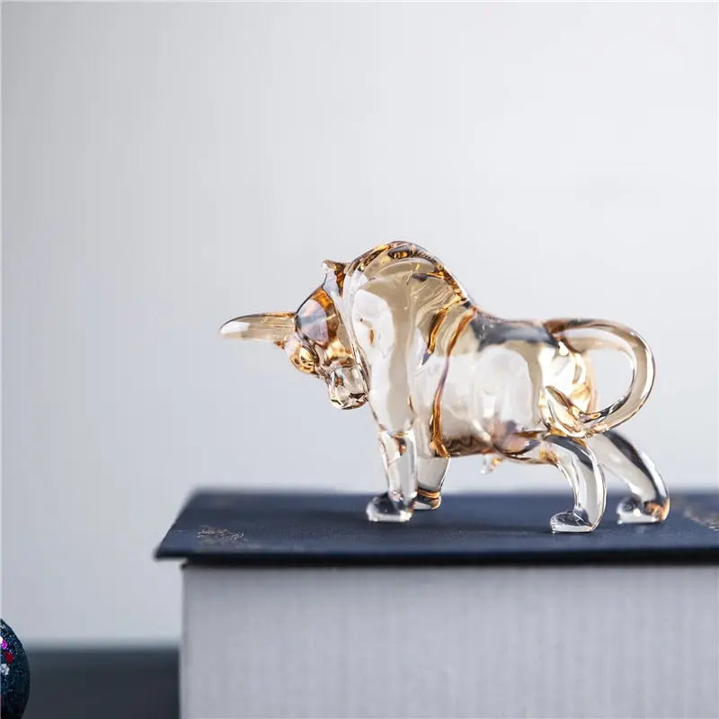 Champagne Crystal Bull Figurine