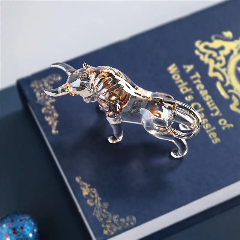 Champagne Crystal Bull Figurine