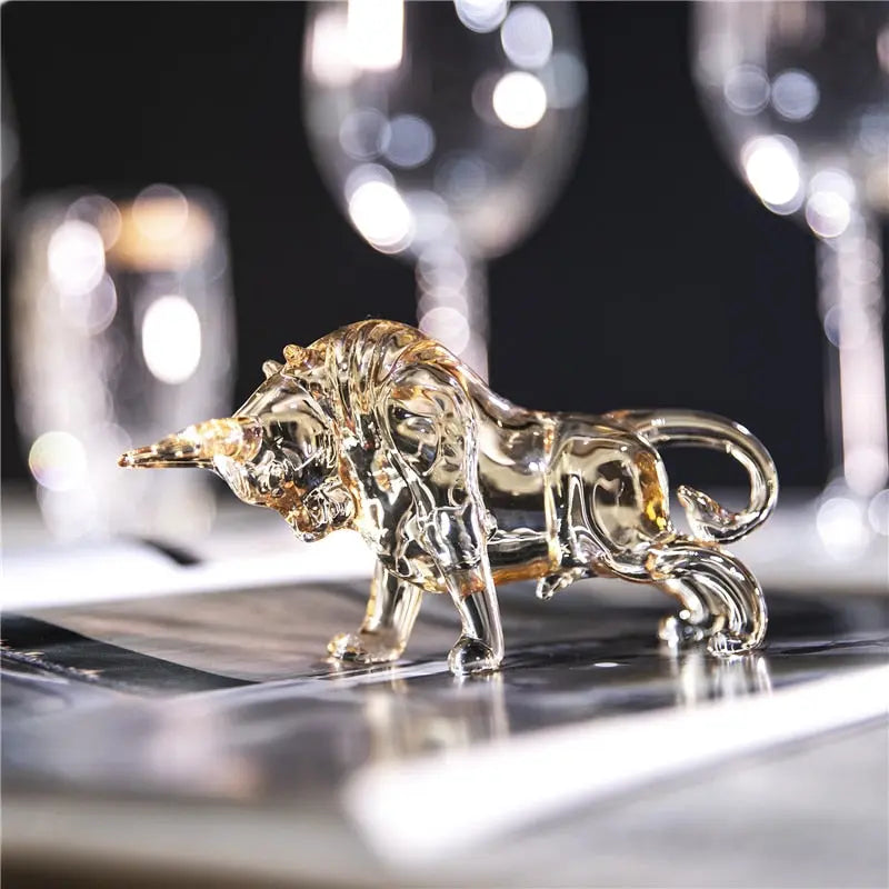 Champagne Crystal Bull Figurine