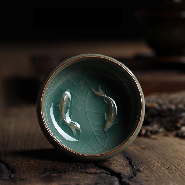 Celadon Koi Fish Tea Cup