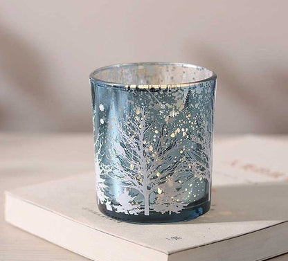 Christmas Tree Mosaic Hurricane Candle Holders