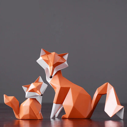 Geometric Orange Fox Figurine