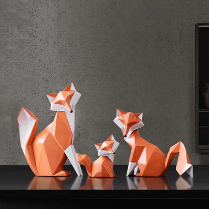 Geometric Orange Fox Figurine