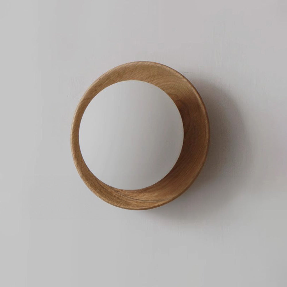 Natural Wood White Simple Wall Light