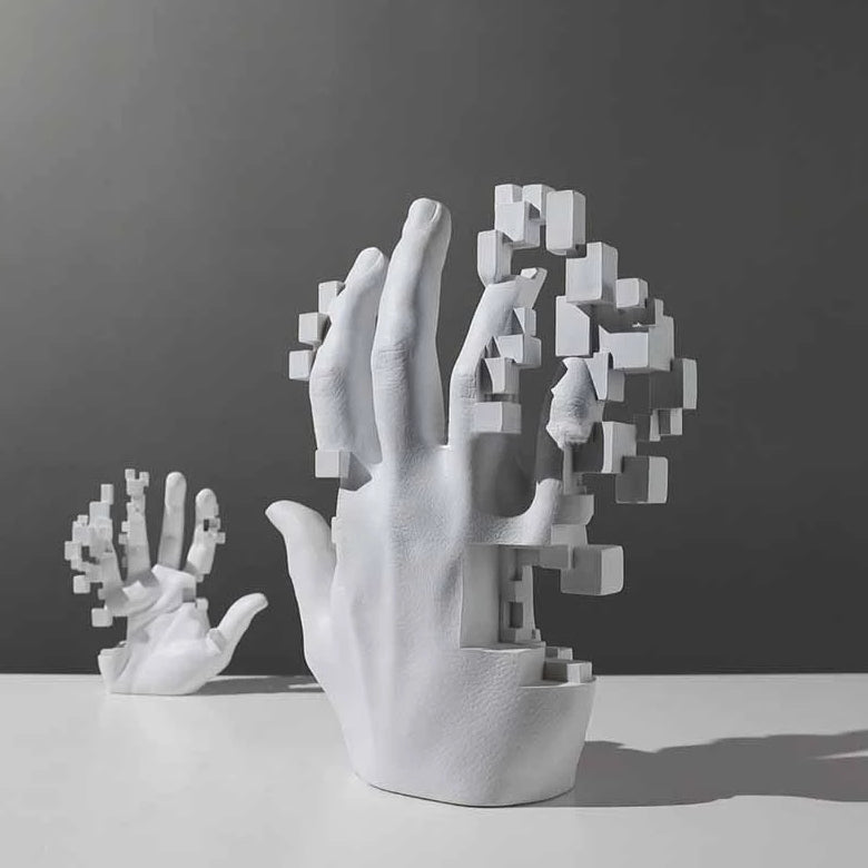 Pixel Hand Sculpture