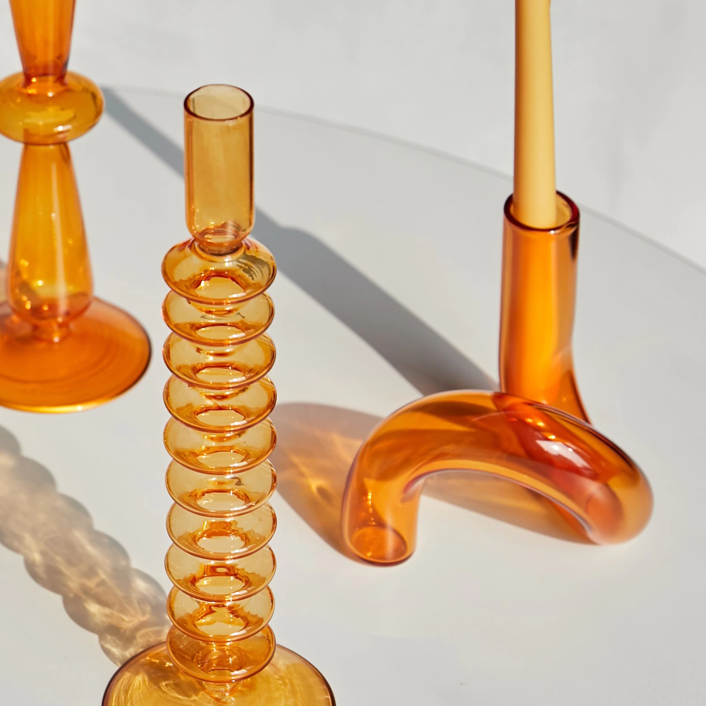 Color Glass Twisted Candlestick Holder