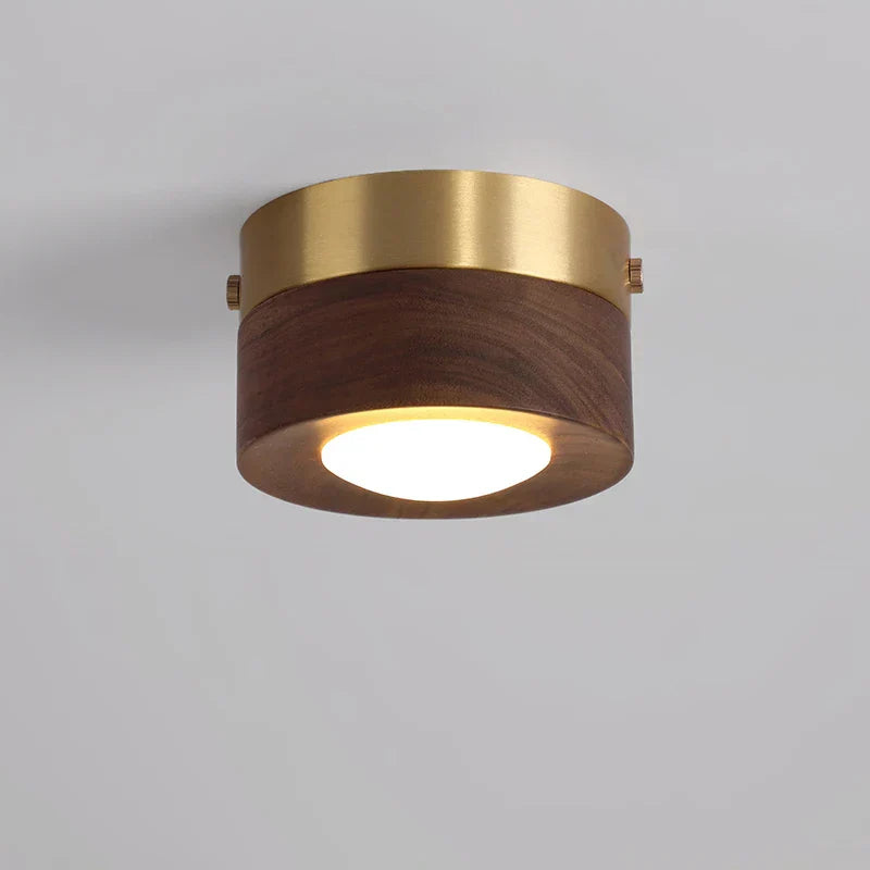 WoodenGlow - Walnut Ceiling Lamp with LED Spotlight