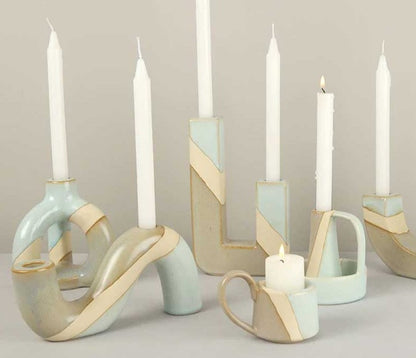 Geometric Ceramic Marble Candle Holder