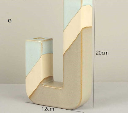 Geometric Ceramic Marble Candle Holder