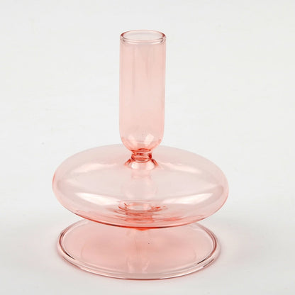 Miravique Pink Glass Taper Candle Holder & Vases