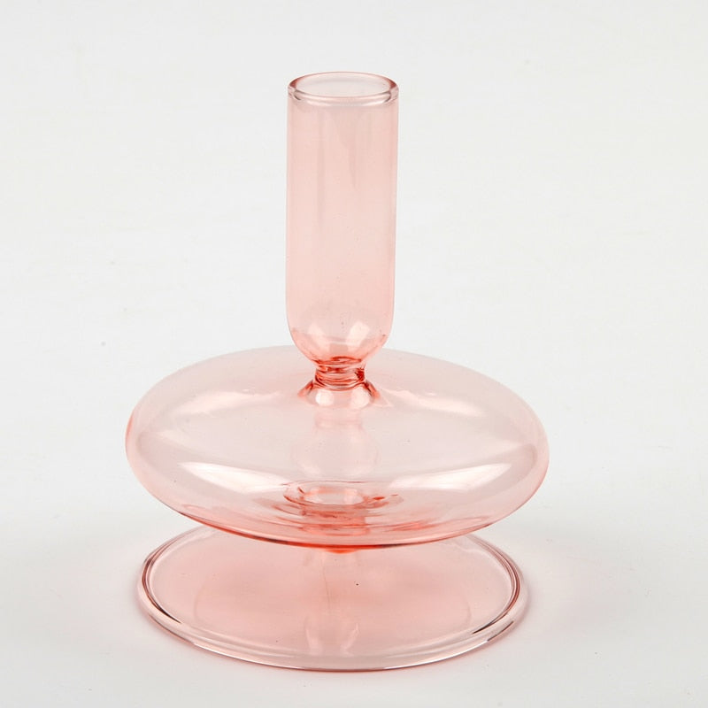 Sakura Pink Glass Taper Candle Holder & Vases