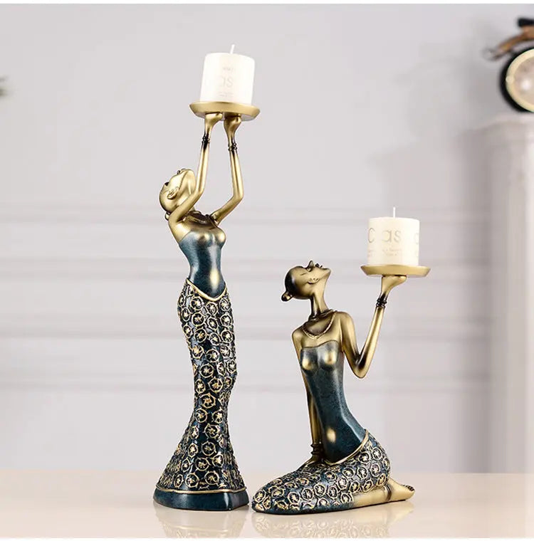 Golden Lady Candle Holders