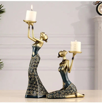 Golden Lady Candle Holders