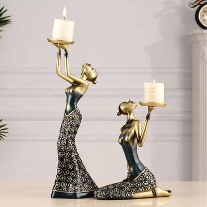 Golden Lady Candle Holders