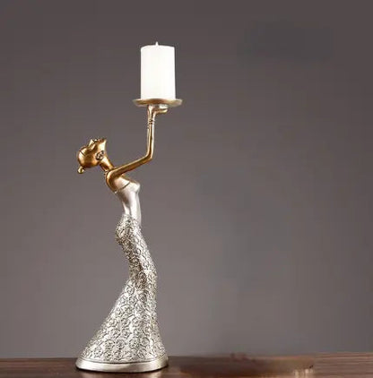 Golden Lady Candle Holders