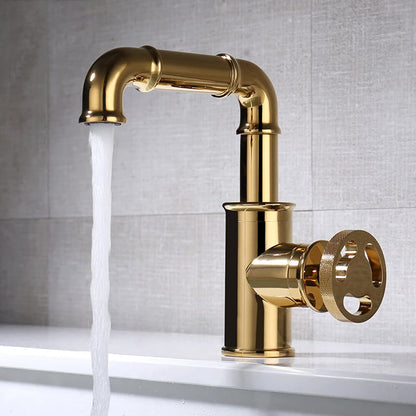 Miravique Brass Rotary Handle Bathroom Faucet