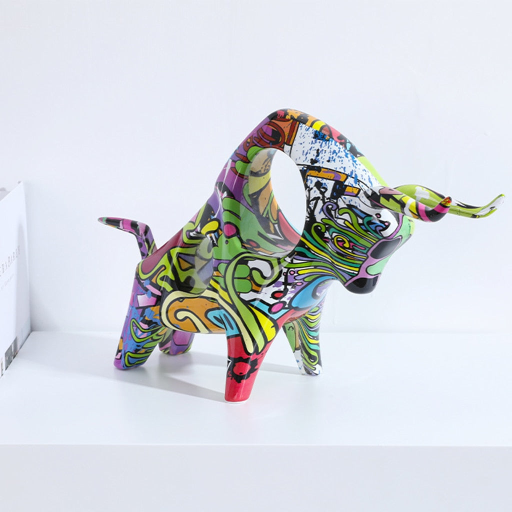 Graffiti Art Bull Sculpture