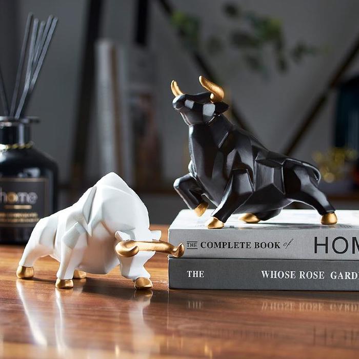 Unique Geometric Bull Figurines | Decorative Resin Art for Home & Gift