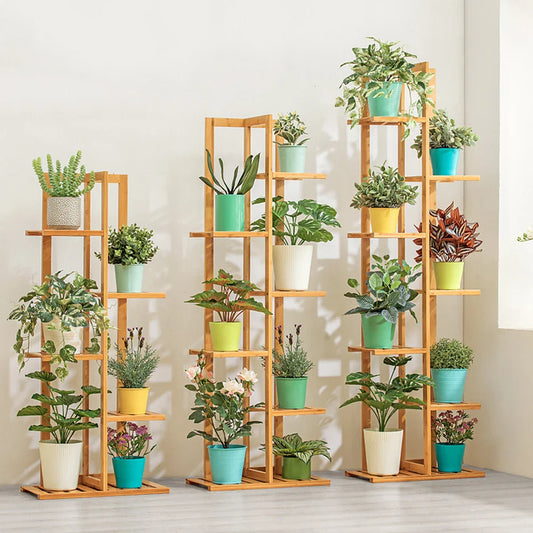 Arlo Bamboo Multi-Tier Plant Stand - Indoor & Outdoor Flower Pot Rack