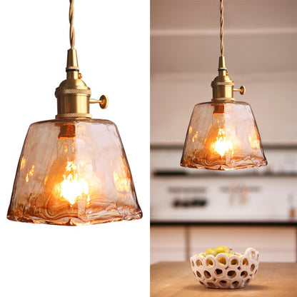 Brass Amber Glass Pendant Light lamp