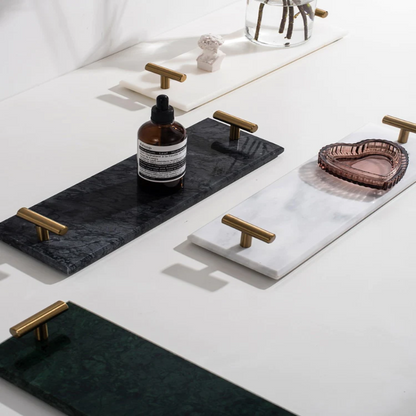 Marble & Brass Bathroom Storage Tray Organizer