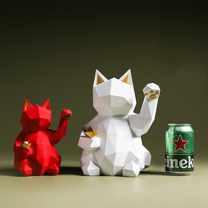 Geometry Japenese Lucky Cat Statue