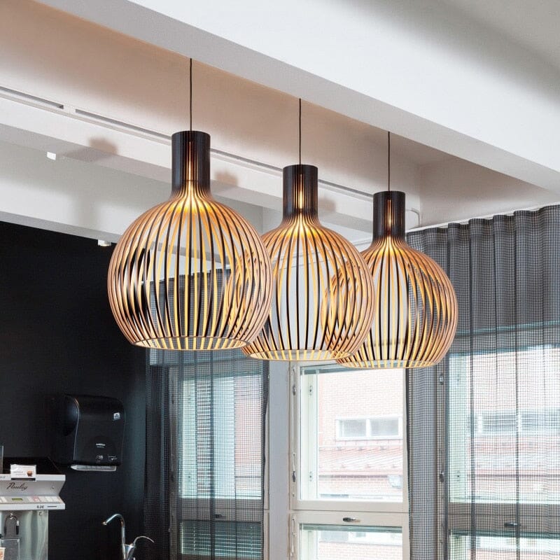 Nordic Wooden Cage Pendant Light Chandelier