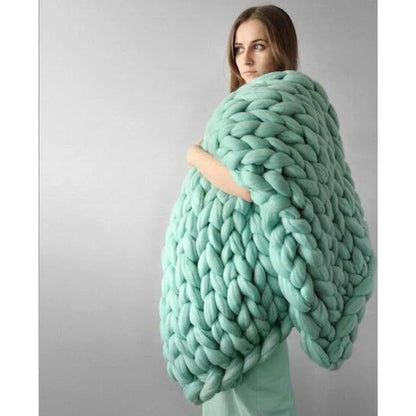 Chunky Merino Knitted Blanket