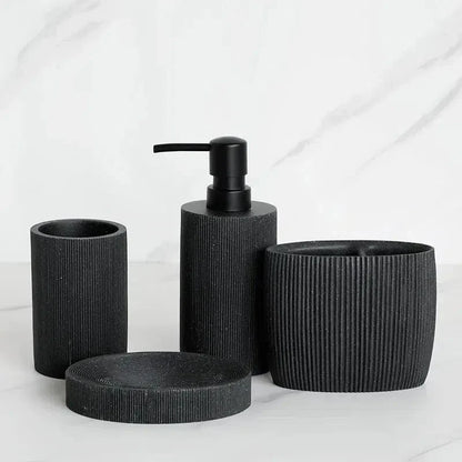 Black Lava Stone Bathroom Accessories Set