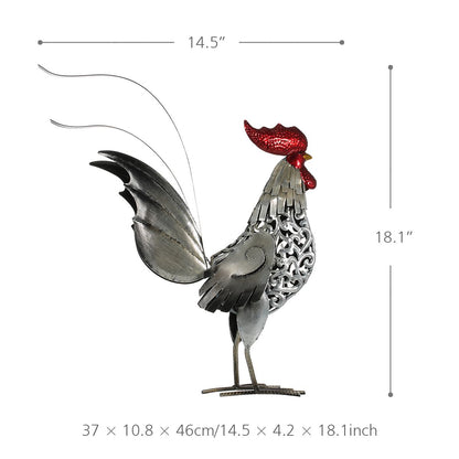 Iron Rooster Sculpture