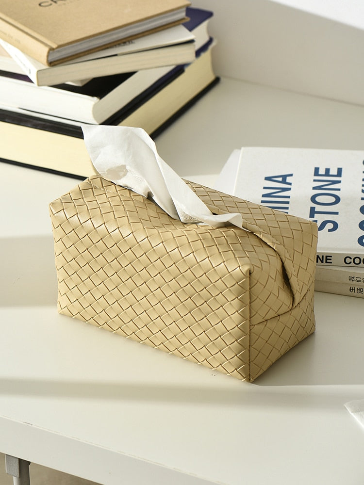 Woven Leather Tissue Paper Holder