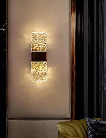 Miravique - Textured Glass Crystal Wall Sconce