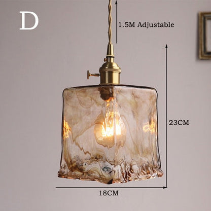 Brass Amber Glass Pendant Light