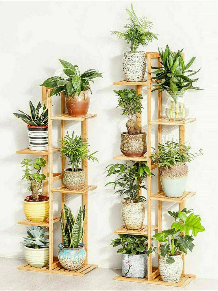 Arlo Bamboo Multi-Tier Plant Stand - Indoor & Outdoor Flower Pot Rack