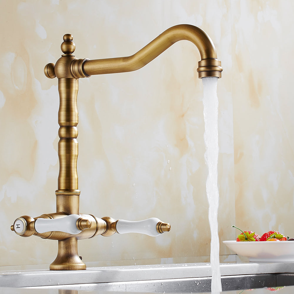 Miravique-Handle Rustic Brass Faucet