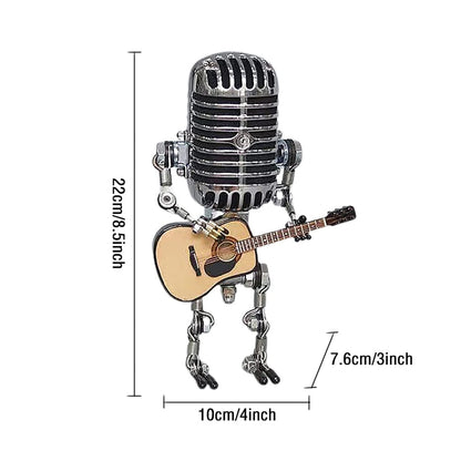 Vintage Microphone Robot With Guitar Lamp