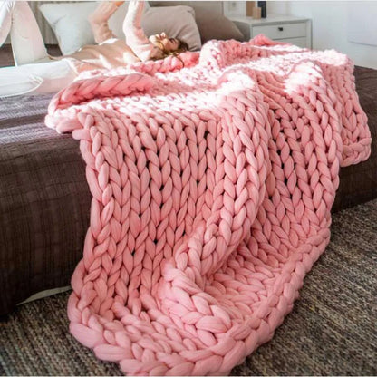 Chunky Merino Knitted Blanket