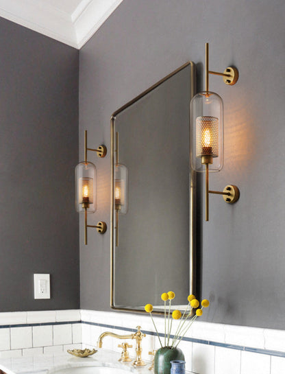 Modern Honeycomb Brass & Glass Wall Sconce