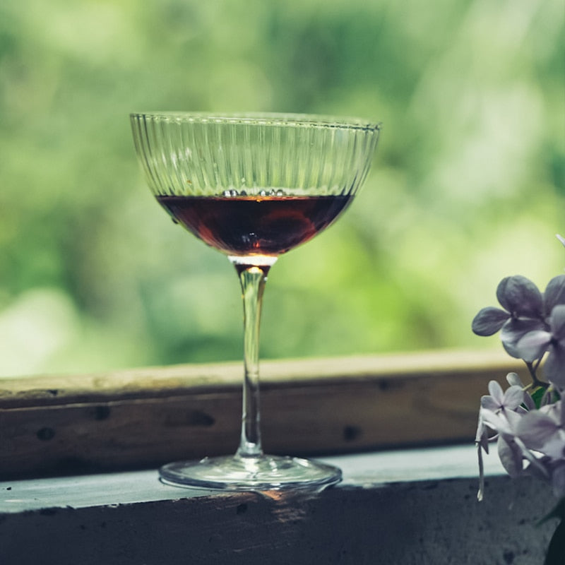 Ripple Cocktail Glass with Gold Rim