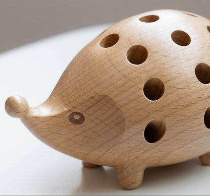 Wooden Hedgehog Pen Holder