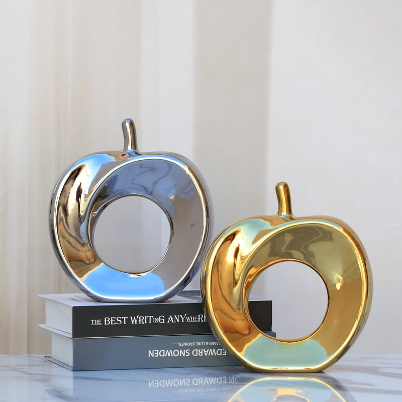 Miravique Electroplated Abstract Apple Sculpture