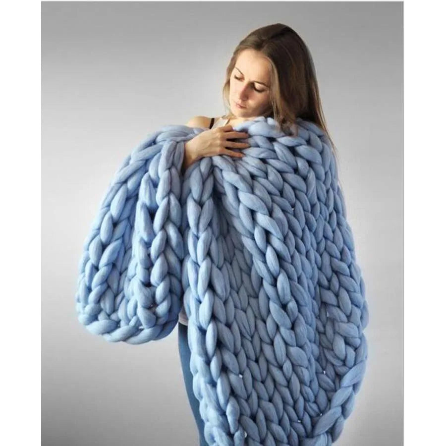 Chunky Merino Knitted Blanket