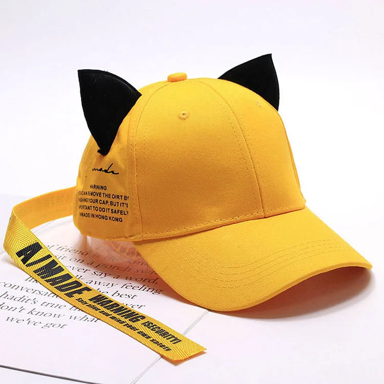 Cute Cat Ears Ribbon Baseball Cap