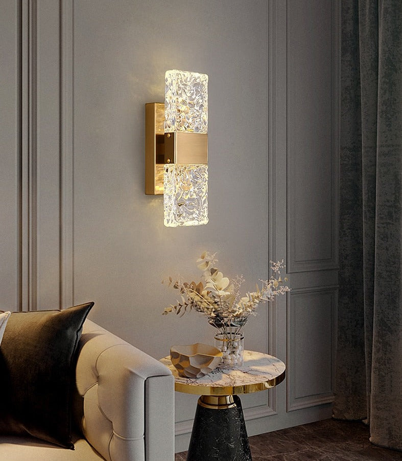 Miravique - Textured Glass Crystal Wall Sconce