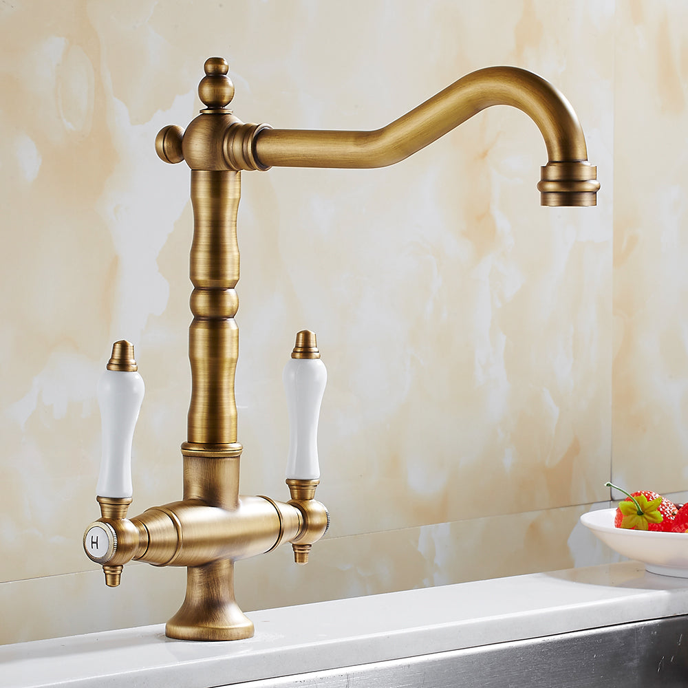 Miravique-Handle Rustic Brass Faucet