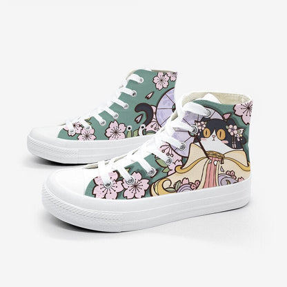 Retro Flowers Cat Sneakers