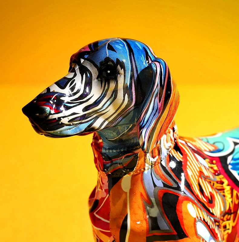 Graffiti Painted Dachshund Dog Sculpture